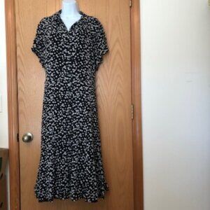 Jones New York Black White Polka Dot Retro Chiffon Party Dress Lined 18W XL